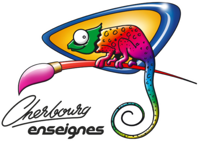 Caméléon + ellipse + Cherbourg + outline blanc